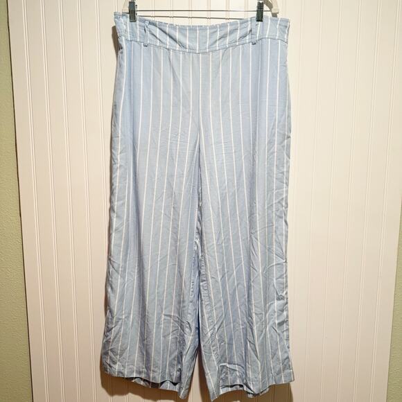 Lane Bryant Blue Striped Pull On Straight Leg Pants Size 18 Petite - Picture 2 of 7